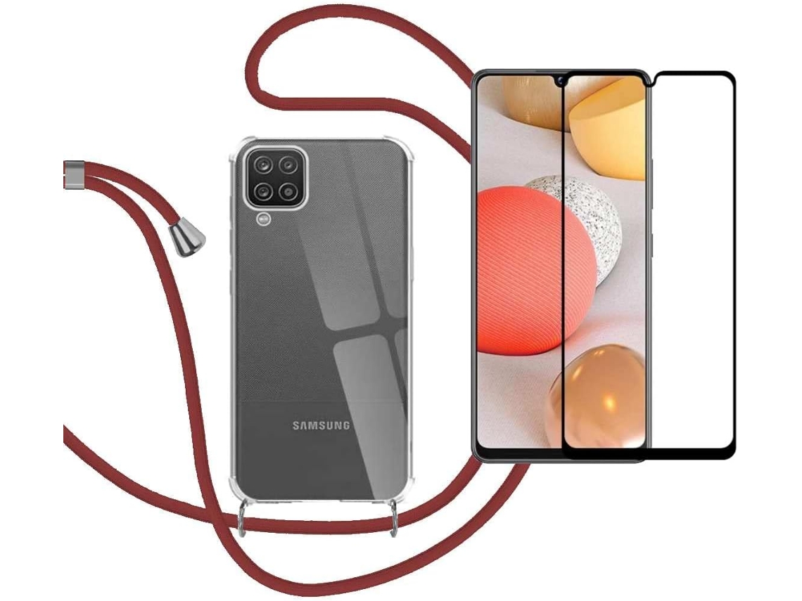 Capa Colar Pescoço Óculos para Samsung Galaxy A12 HONGWE. Vermelho