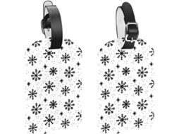 Conjunto De 2 Etiquetas Bagagem Em Couro Pu Com Flocos Neve Desenhados À Mão