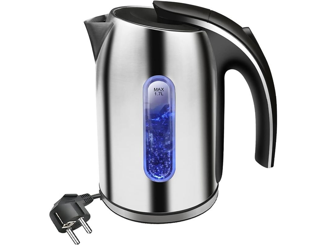 Chaleira elétrica de aço inox 1,7L, 2200W, com luz LED NOVA LINE