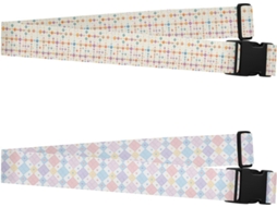 Conjunto De 2 Cintas Bagagem Resistentes E Ajustáveis Com Estampa Xadrez Aquarela Multicolorida, Ideais Para Viagens