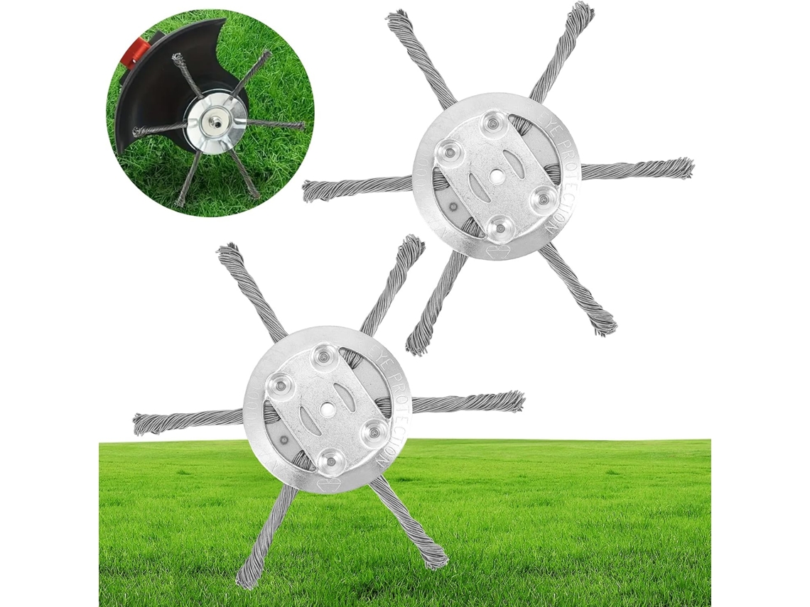Conjunto De 2 Cabeças De Corte De Grama Com Fio De Aço De 6 Polegadas, Escova De Arame De Reposição Para Corta-relvas