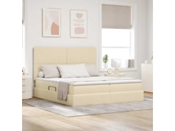 Vidaxl Cama Com Armazenamento Com Cabeceira Creme 200 X 200 Cm Tecido