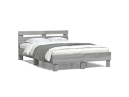Bed Frame, Bed Frames Vidaxl Cinzeto Madeira Processada (120 X 200 Cm)