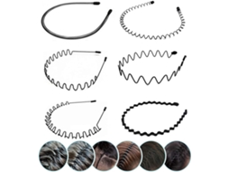 Faixa de cabelo ondulada de borracha com mola, arco de cabelo de metal antiderrapante preto em vários estilos (6 peças)