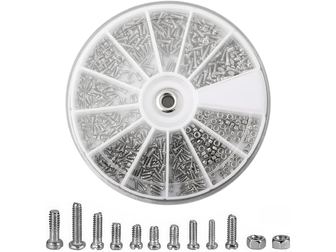 Conjunto De 600 Porcas E Parafusos Pequenos Em Aço Inoxidável Nos Tamanhos M1, M1 2, M1 4e 6, Acondicionados Em Caixa