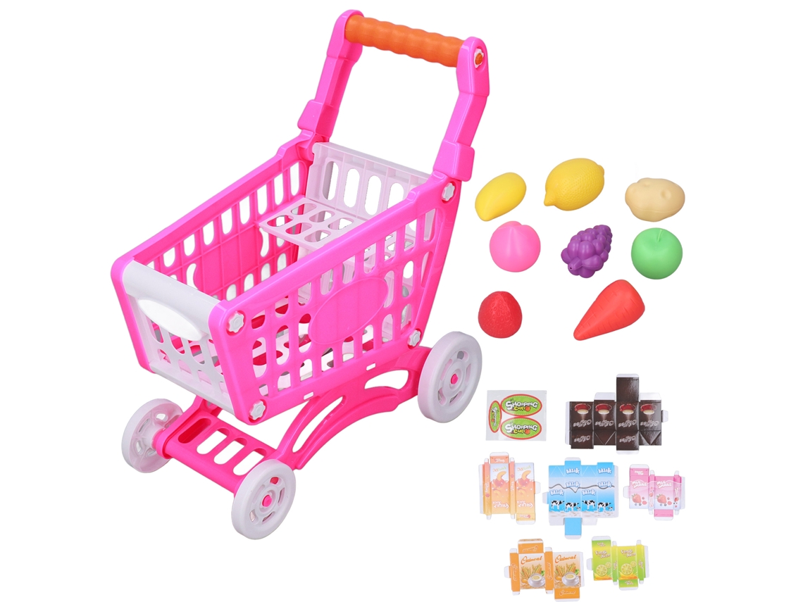 Carrito De Compra Para Niños Con Juguetes Alimentos Educativos De Desarrollo Infantil Rosa