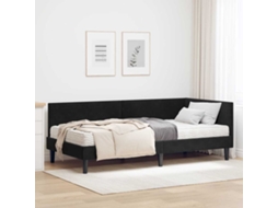 Vidaxl Estrutura De Cama De Canto Com Colchão 2 Unid. Preto Veludo