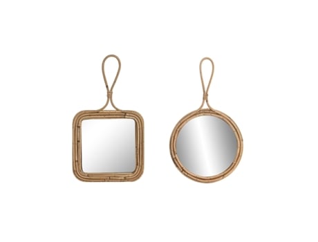 Espelho De Parede Para Casa Esprit Natural 24 X 2,5 X 40 Cm (2 Unidades)