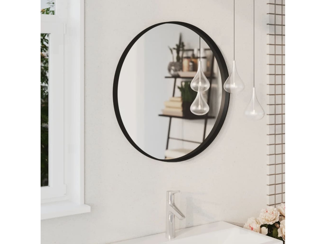 Vidaxl Espelho De Parede 60 Cm Preto