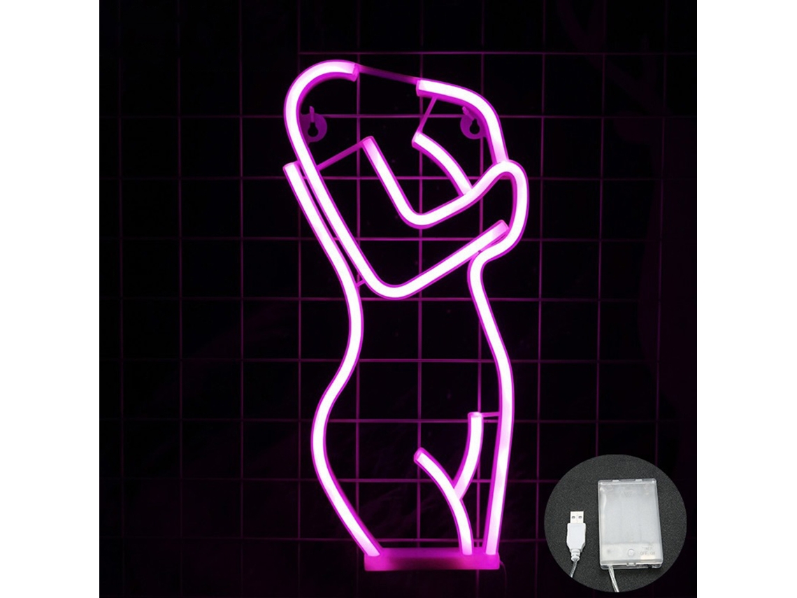 Painel de neon Led Lady, luz decorativa, USB, bateria, sala, bar, festa, Natal, casamento