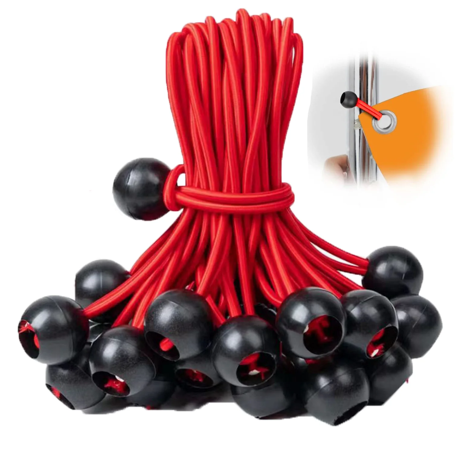 Pacote Com 50 Cordas Elásticas Pretas Para Lonas, Resistentes A Raios Uv, Com Cordão Elástico Para Lonas, Cintas, Tendas, Postes E Fios