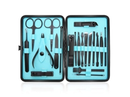 Conjunto De Ferramentas Para Manicure Em Azul Fundo Azul*