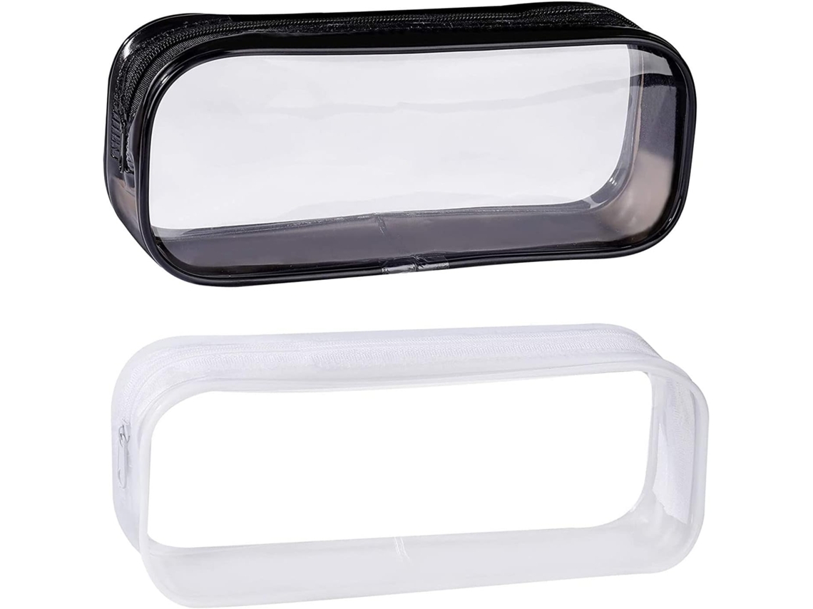 Estojo para Lápis, 2 Unidades, Transparente, com Zíper, Pvc, Escolar AQUAFORGE
