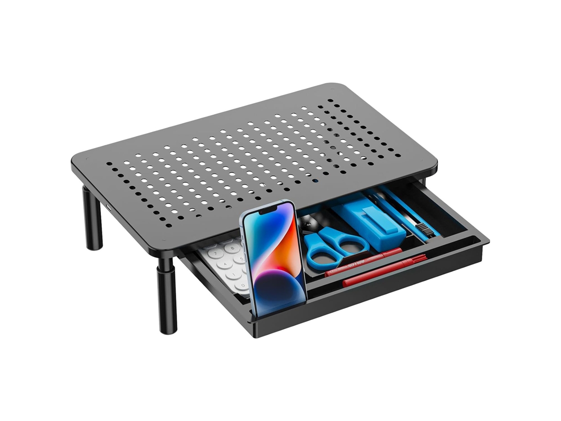 Suporte com gaveta para monitor, 3 alturas ajustáveis AQUAFORGE