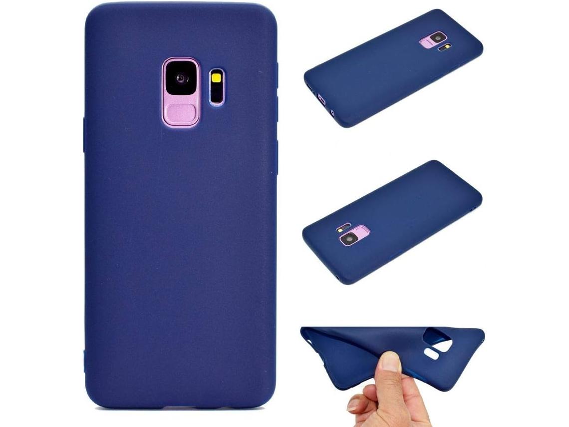 Capa Proteção Antichoque Arranhões Deslizamento Amortecedor Gel para Samsung Galaxy S9 HONGWE. Textura Macia Azul