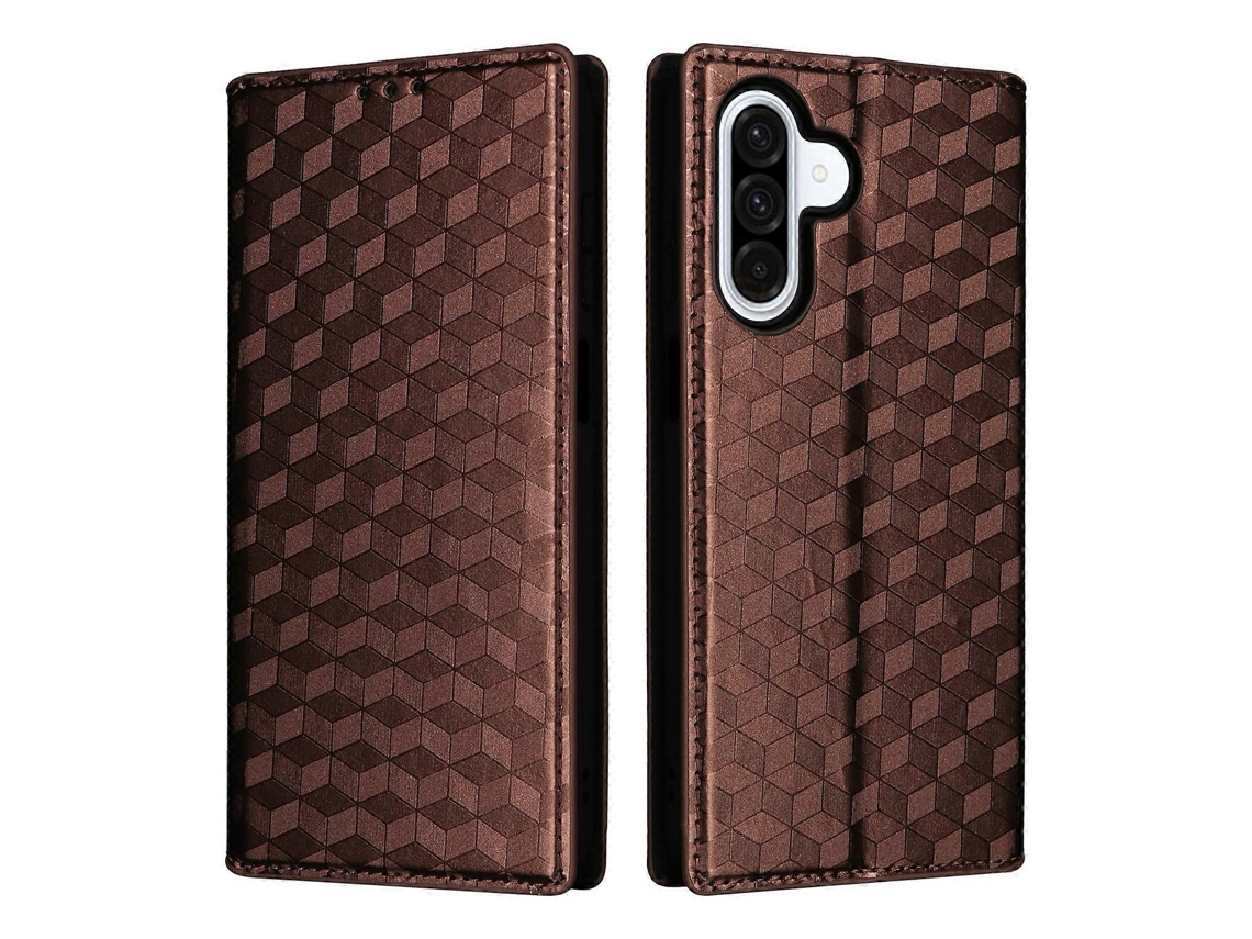 Capa Tipo Carteira De Couro Com Estampa De Losango Tkdaddy Para Samsung Galaxy A17 5g, Marrom