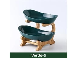 Bandeja de Madeira para Frutas e Sobremesas com Divisórias e Base. MDUG (verde S)