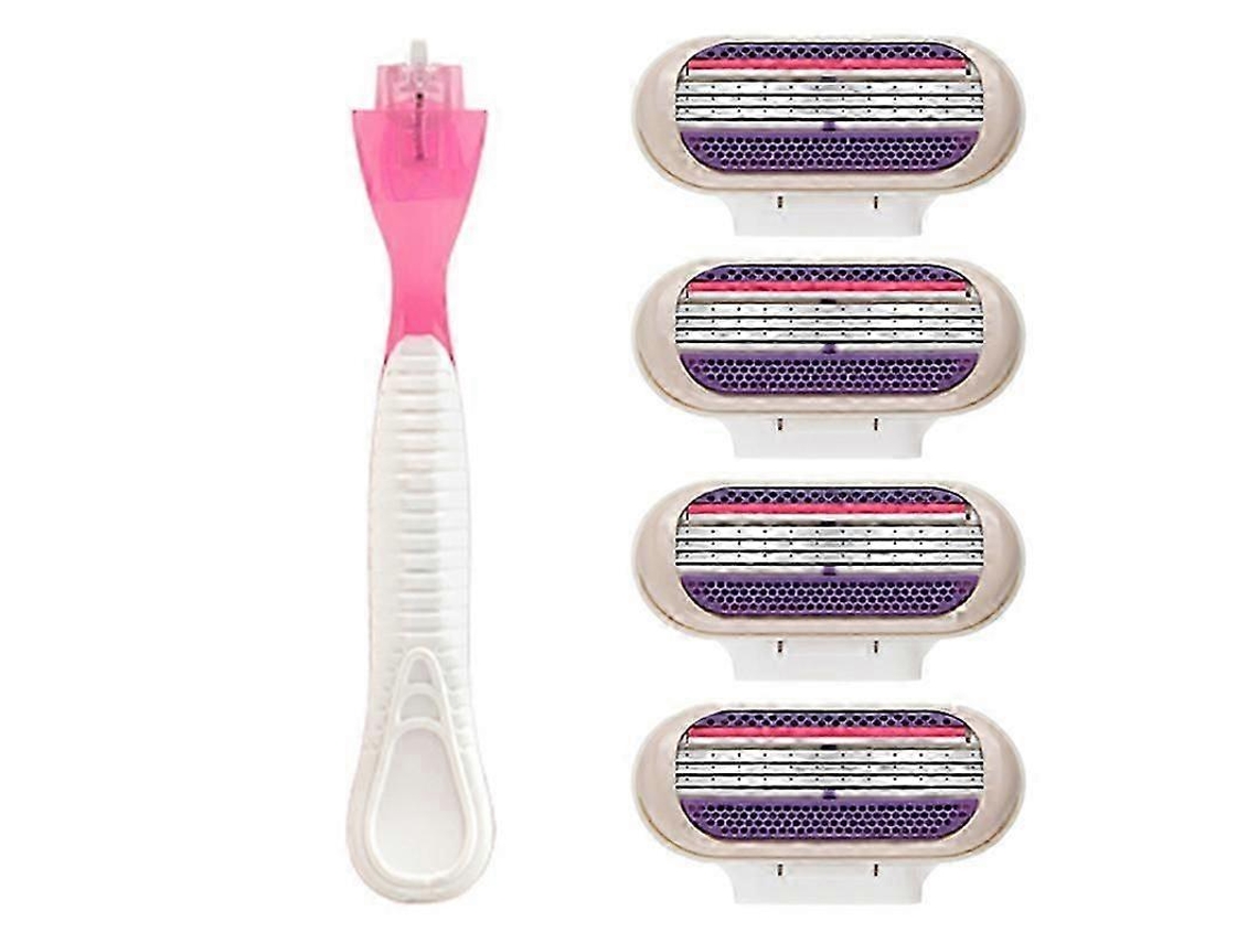 Kit Depiladora Rosa Com Cabo E 4 Cabeças, Troca Simples