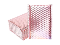 10 Saquinhos Acolchoados Auto-fecháveis Rosa Ouro Bolha 18x23cm Resistentes À Humidade Para Joalheria E Cosméticos