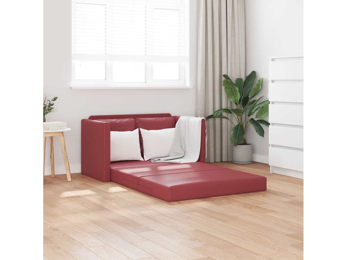 Vidaxl Sofá-cama Sem Pés 112x174x55 Cm Couro Artificial Vermelho Tinto