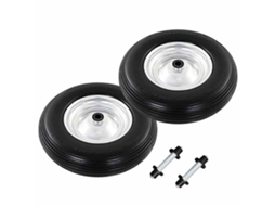 Vidaxl Rodas Carrinho De Mão C/ Eixos 2 Pcs Pu Sólido 4.00-8 390 Mm