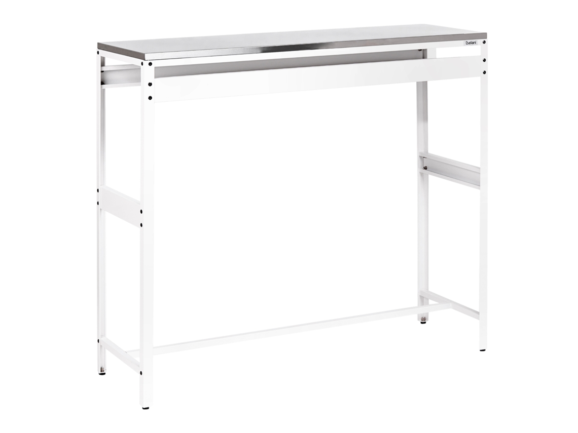 Mesa De Bar Para Exterior Beliani Maenza De Acero Blanco 40x120x105