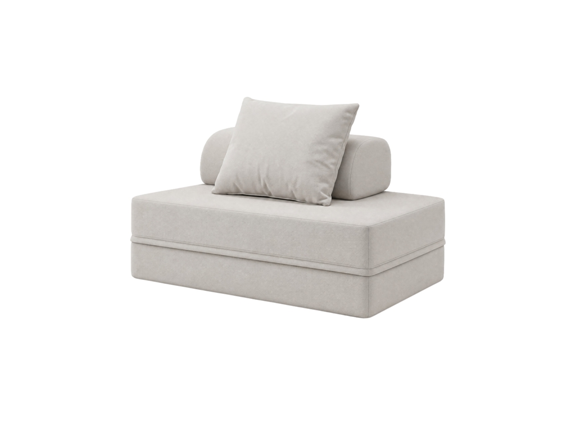 Sofá Modular 2 Lugares Convertível Liso Cinza Gelo SKOFFA