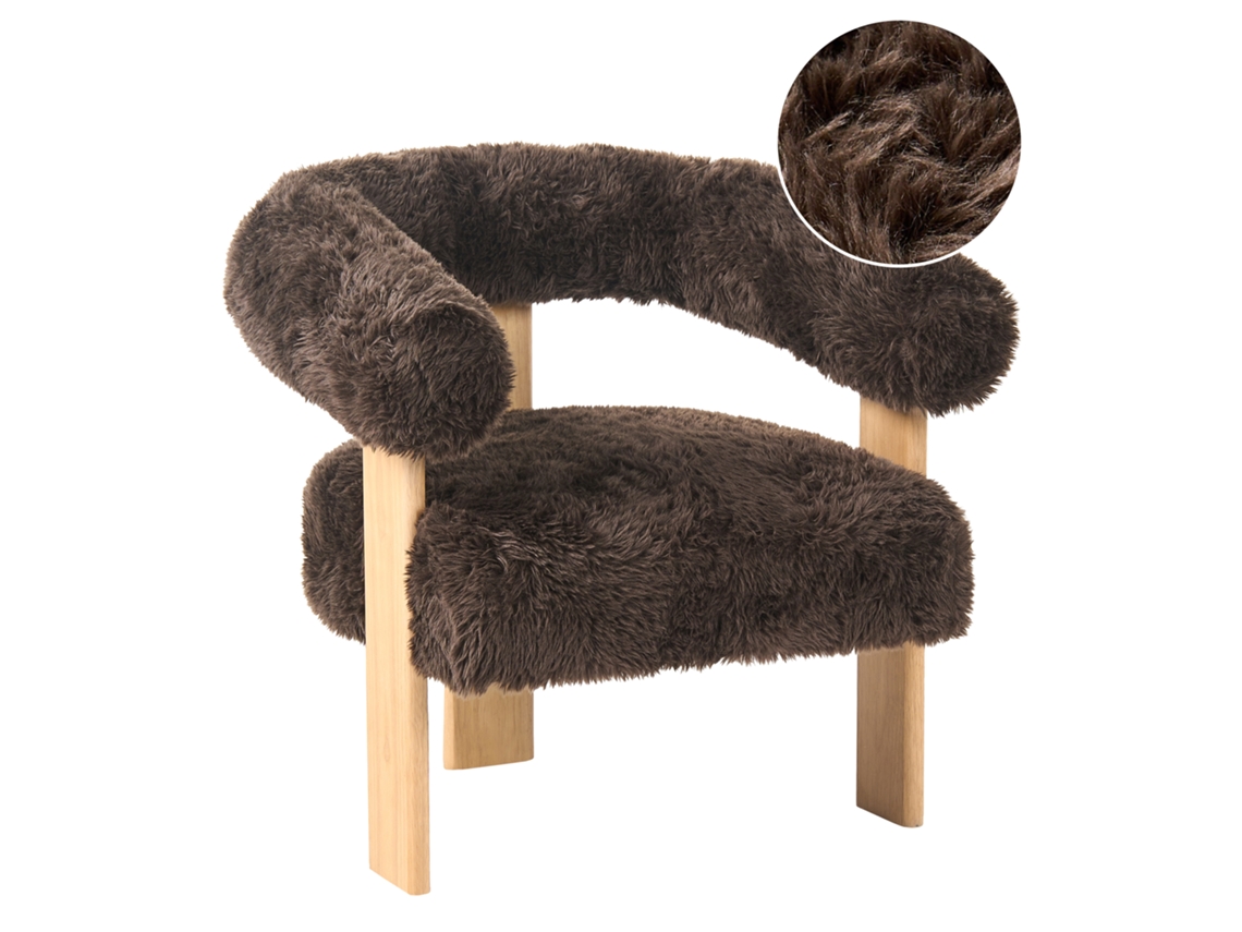 Sillón Beliani Ilbro De Pelo Sintético Marrón 77x68x76