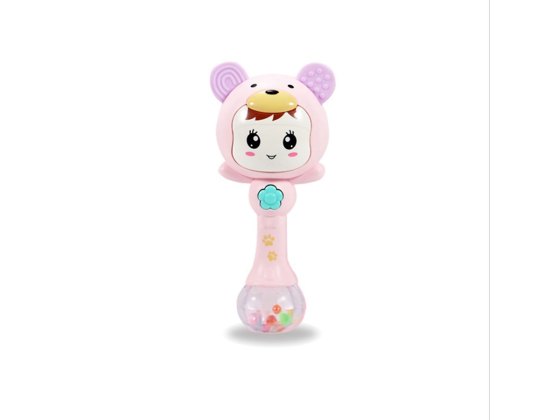 Brinquedo De Mordida Com Som E Luz Para Bebês, Rattle Macio De Plástico Seguro, Brinquedo Educativo Para Dentes, Rosa