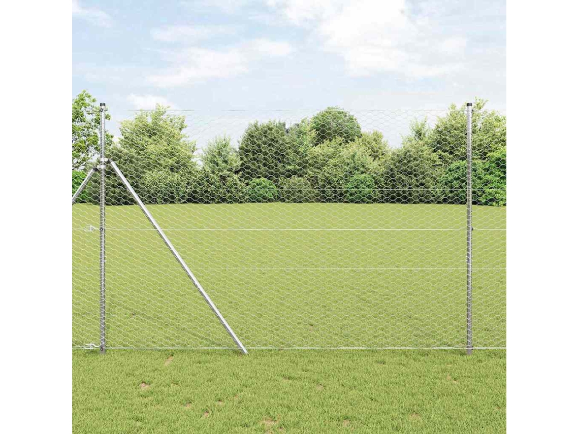 Vidaxl Cerca Hexagonal 1,6 X 100 M Aço Galvanizado Prateado