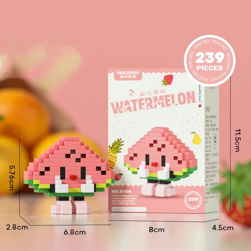 Blocos de Montar em Formato de Frutas, Mini Jogo de Quebra cabeça Faça Você Mesmo, Decoração para Casa MDUG