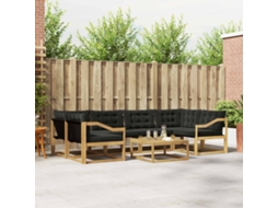 Vidaxl Conjunto De Sofás Para Exterior 7 Pcs Branco E Preto