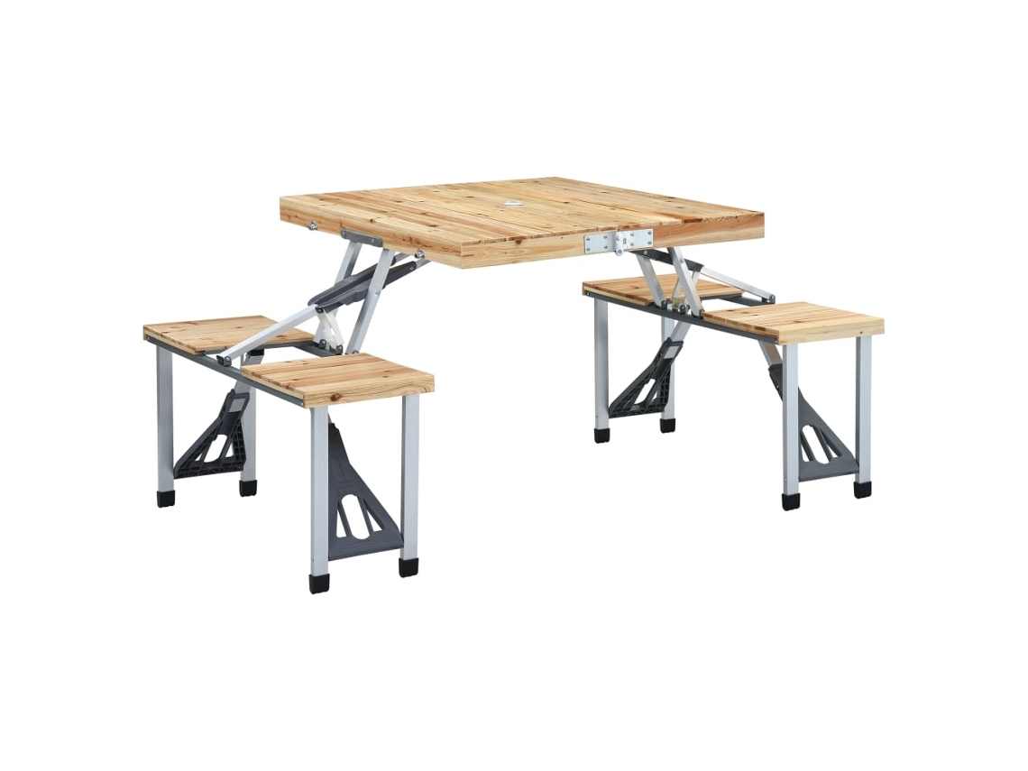 Camping Table And Chair, Camping Table And Chairs Vidaxl Prateado Aço (n/a)