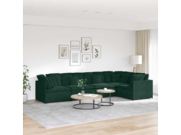 Vidaxl Sofá Modular Com Almofadas Em Veludo Verde Escuro