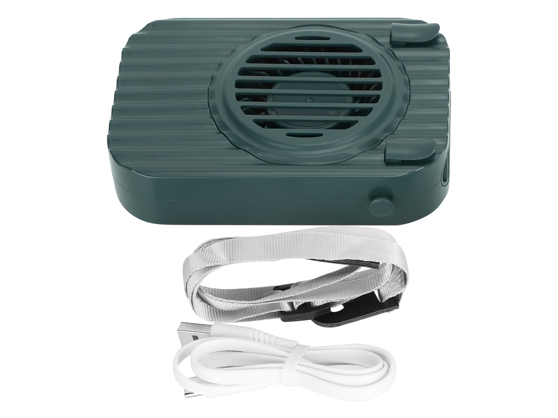 Ventilador De Cuello Mini Usb Portátil Sin Manos Colgante 3 Velocidades Enfriador Verde