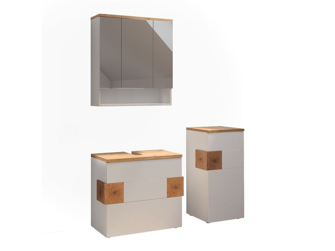 Móveis De Banheiro Eden, 3 Partes, Branco, Carvalho Artesanal, Vicco