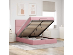 Vidaxl Estrutura de Cama Otomana com Colchões 140x190 Cm Veludo Rosa