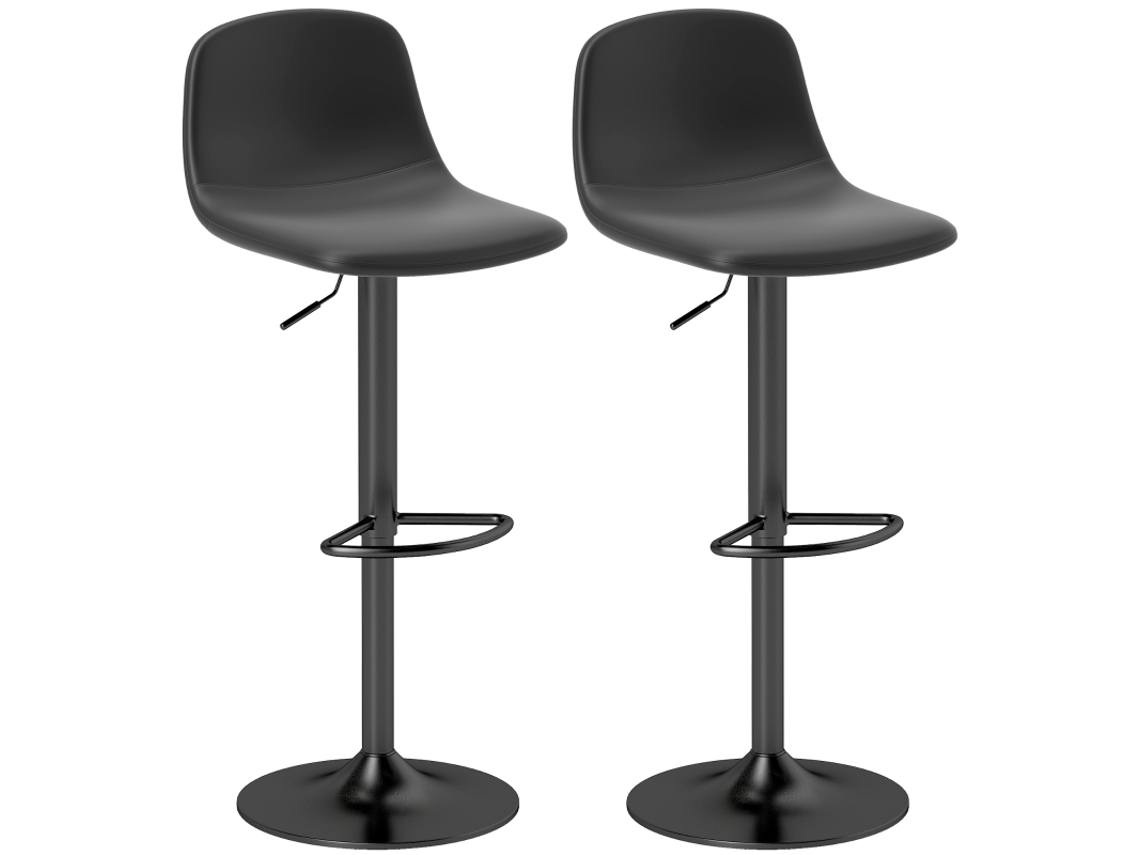 2 Banquetas Preto Ajustáveis Giratórias Antiderrapantes