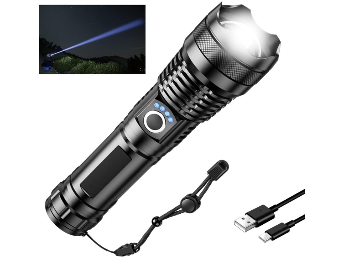 Lanternas Led de Alto Lúmen Recarregável 10000 Lúmen Xhp50 Lanterna Tática Super Brilhante Luz de Flash de Alta Potência Tocha Portátil HALINUIA