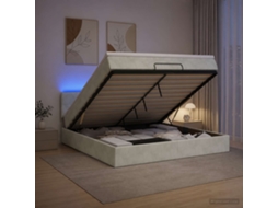 Vidaxl Cama Ottoman Com Colchão E Led Cinzento-claro 180 X 200 Cm