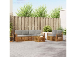 Vidaxl Conjunto De Sofás Para Exterior 7 Unid. Cinza Natural E Claro