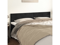 Cabecero de terciopelo de 2 piezas 90x5x78/88 cm negro