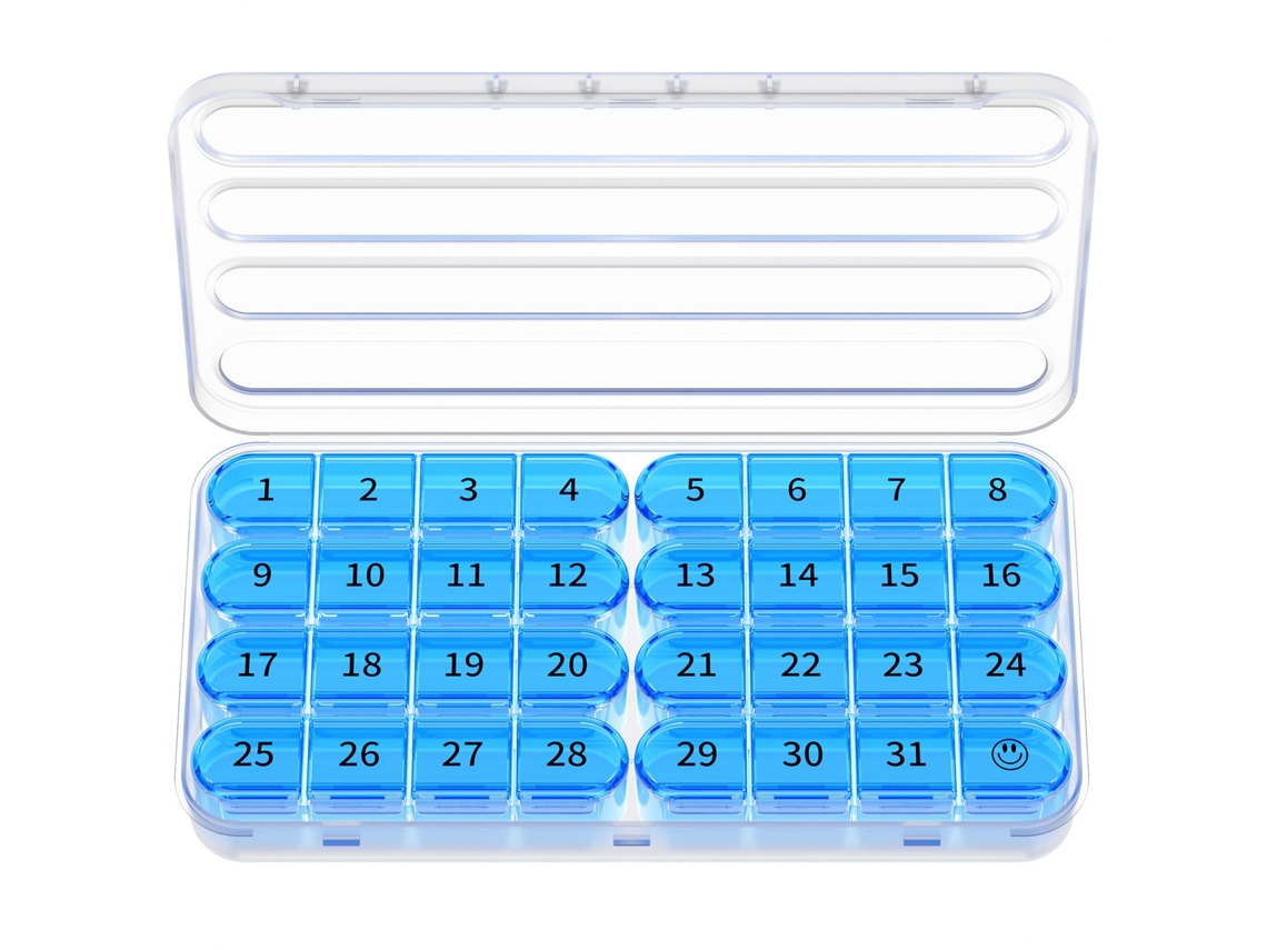 Organizador De Comprimidos Eifson 31 Dias 1 Vez Ao Dia Para Viagem Sem Bpa (azul)