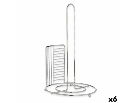 Suporte para Rolos de Papel de Cozinha Prateado Metal 18,5 x 31,5 x 18,5 cm (6 Unidades)