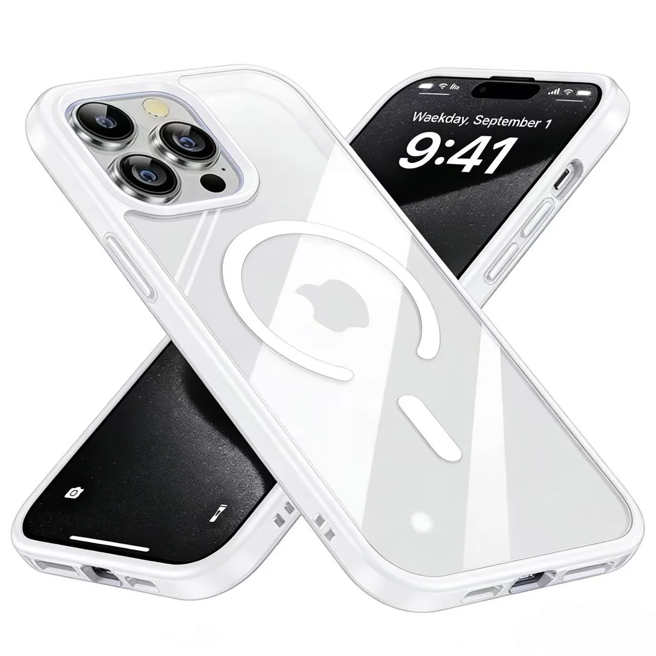Capa Para Iphone 14 Pro Max Branca Com Função Magnética Sem Fio Magsafe.