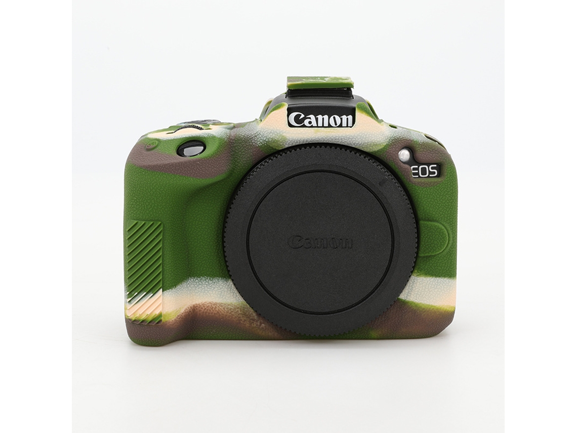 Capa Silicone HEXINYIGJLY para Canon R50leve Antirriscos, Acesso Total Tripé Camuflado