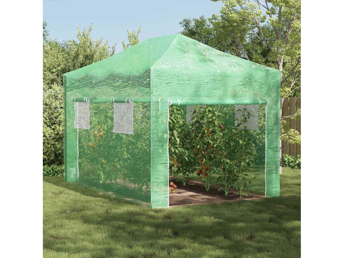Vidaxl Estufa Com Estrutura Pop-up Verde 280 X 410 X 315 Cm Ferro