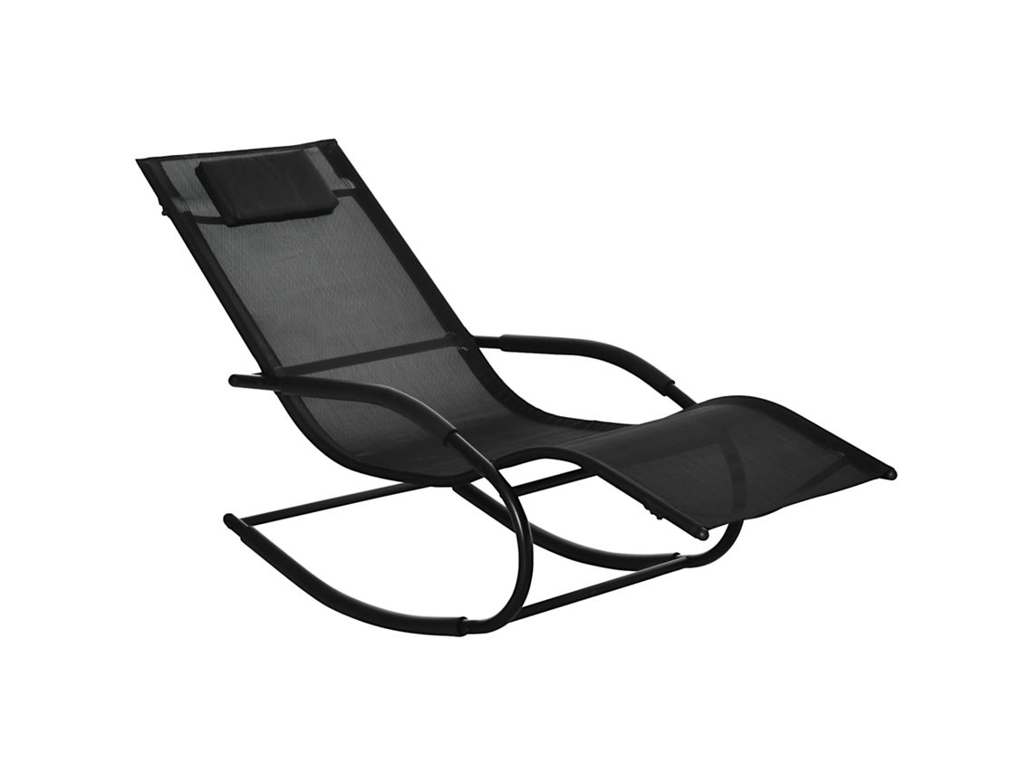 Chaise Longue ESSÊNCIACASA, ergonômica, com Apoio de Cabeça e Braços, 63x160x88 cm, preta