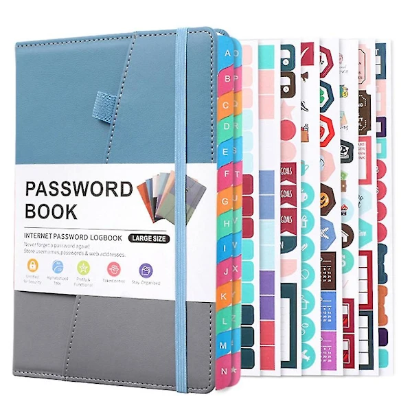 Caderno de Senhas com Abas Alfabéticas para Idosos, Caderno de Senhas de Sites BRILVIBERA (como Mostrado)