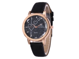 Relógio de Pulso de Quartzo Analógico com Pulseira de Couro Moda para Homens e Mulheres (preto)